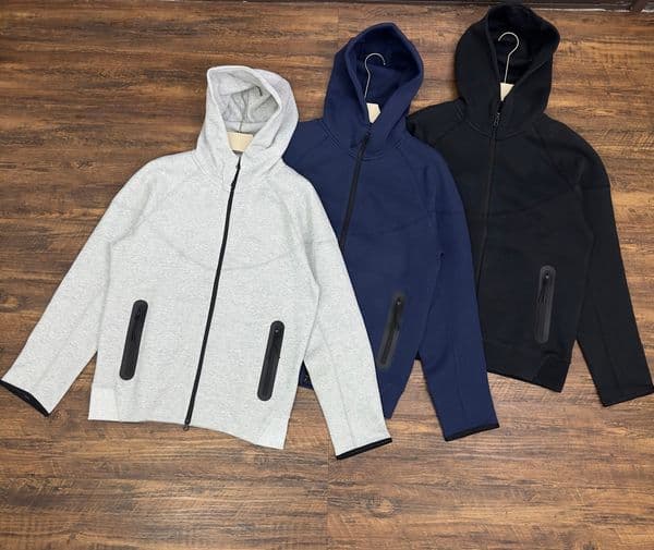 Custom Zip up Casual Solid Color Fleece High Quality Tech Fleece Men Sublimation Long Sleeve Embroidery Hoodie