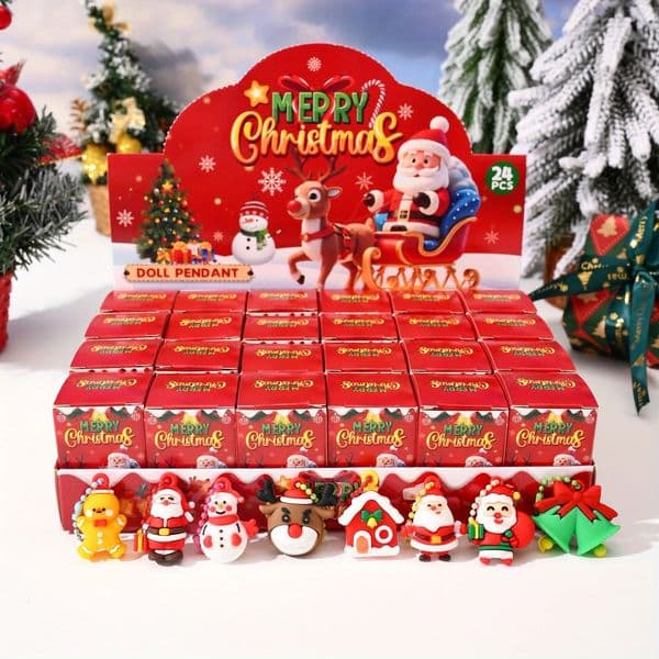 24pcs Christmas themed party key ring gift pack surprise box suitable as Christmas gift party gift for Christmas 251015