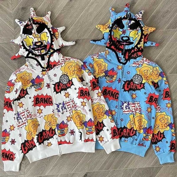 Glo Gang The Glory Full Zip Drink cartoon multicolor printed zipper hoodie J251119