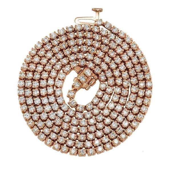 Sterling Sier Gold plated VVS Moissanite Dia HipHop Bling Tennis Chain Necklace Men Women