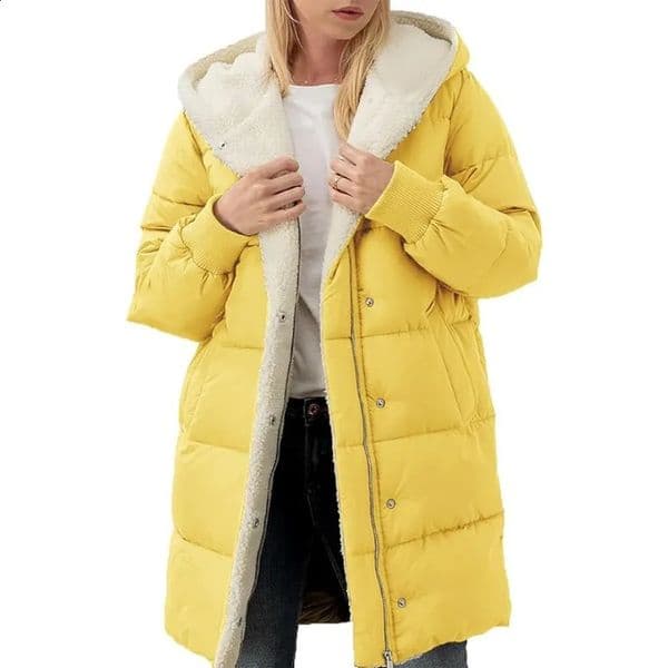 Womens Winter Warm Coats Sherpa Fleece Lined Long Hooded Puffer Jacket 251018