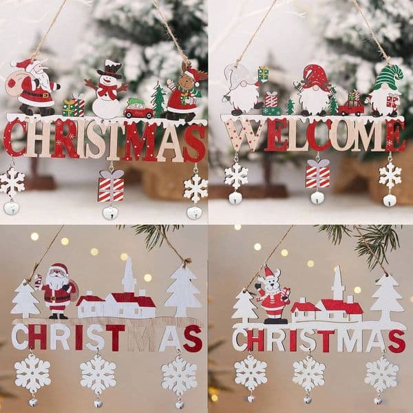 1pc Wooden Pendant Door Hanging Decoration Used for Decorating Family Walls Trees Merry Christmas Gifts ddmynov
