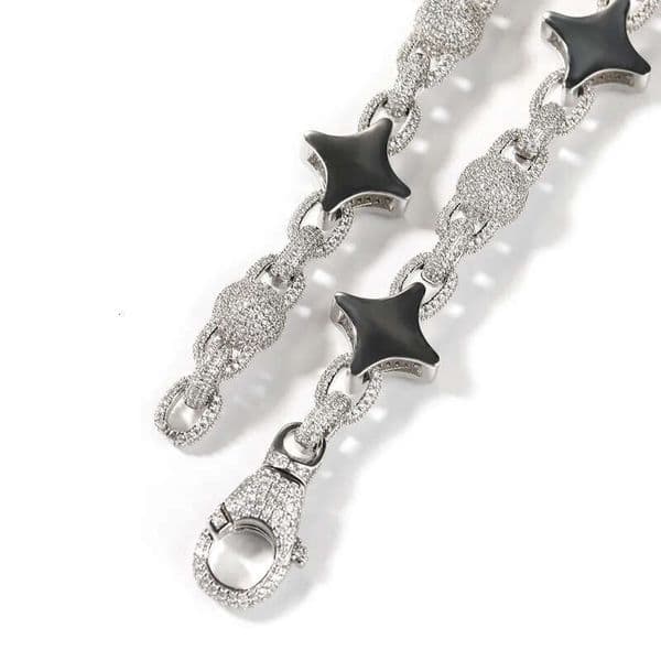 High Quality Hip Hop Star Flower Beads Infinite Necklace 5A Zircons Cuban Chain Jewelry aaa