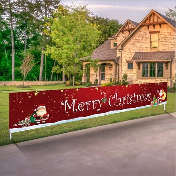 Merry Christmas Banner 300cm98ft Long Navidad Porch Sign Hanging Decorative Flag for Xmas Party Decor 251020