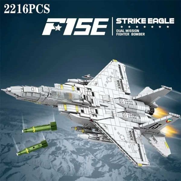 2216PCS Military F15 Strike Eagle Fighter Building Blocks Cruise Air Force Bomber Model Bricks Collect New Year Gifts Kids ToysXJ251020