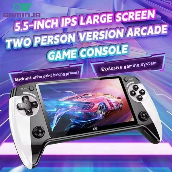 GAMINJA X9 Handheld Retro 5.5 Inch Screen Video Portable Game Player 2000+ Games Support GB GBA GBC