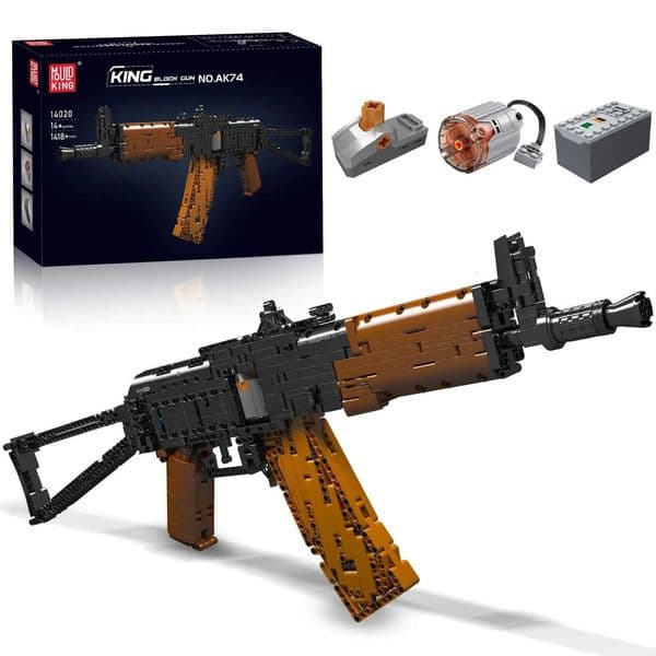 1418PCS AK47 Assault Rifle Building Blocks DIY Assembling Building Toy With Motor Simulation Emission Military Weapon Set 14020XJ251020