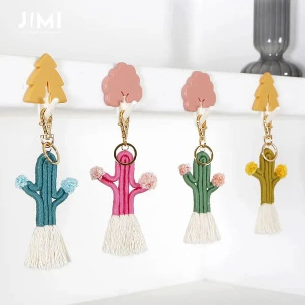 UPS Woven Hand Cactus Key Chain Accessories Bohemian Botanical Wer Tassel Bag Pendant Female Z 10.20-9