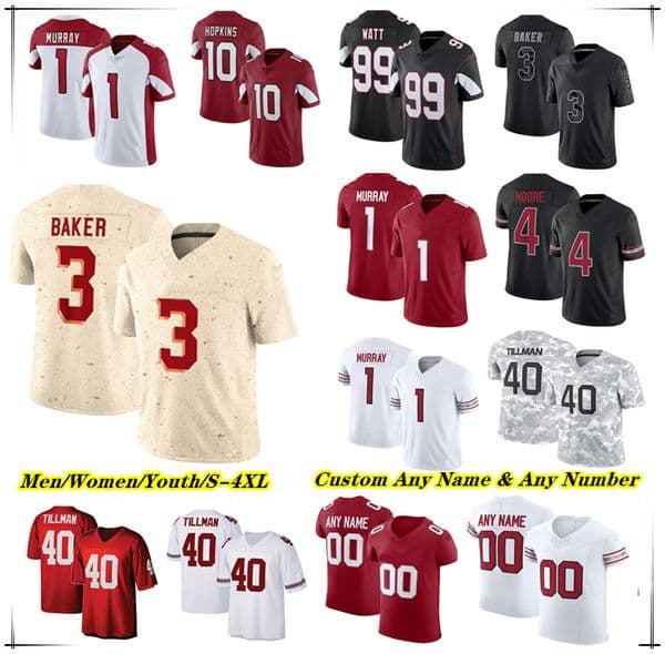 Kyler Murray Trey McBride Football Jersey Marvin Harrison Jr Benson James Conner Elijah Higgins Calais Campbell Mack Wilson Sr. Budda Baker Greg Dortch Zay Jones 4XL