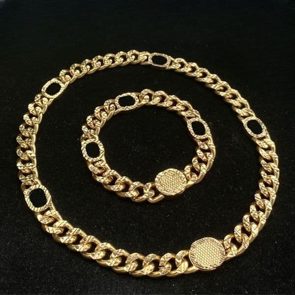 Designer Cuban Link Chains Set for Men Women Luxurys Brand Classic Letters G Necklaces Bracelet Chain Fashion Jewelry Sets High Quality Couple Jewelry