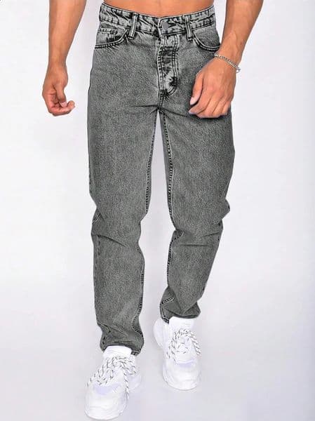 Loose gray mens jeans warm enough for autumn and winter easily handling seasonal temperature changes versatile and practica 251020