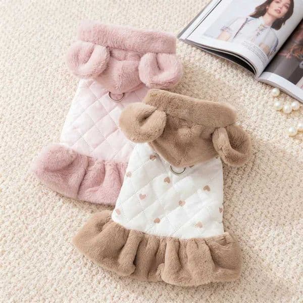 Winter Warm Dog et Dress Cute Soft Dog Clothes Fashion Cotton Puppy Down Coat Love Print Cat et Coat Bichon Pet Costume C251020