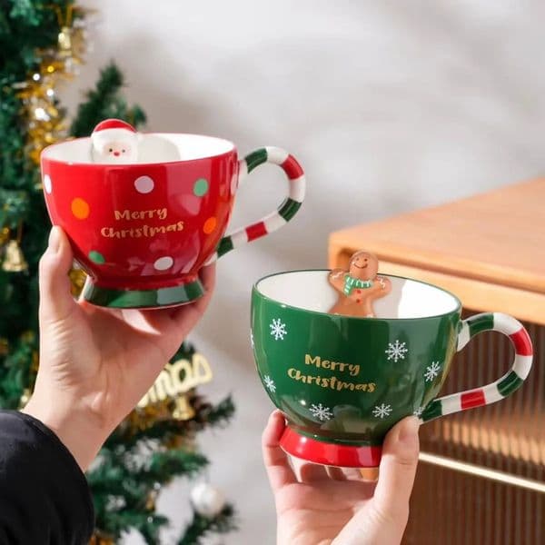 Christmas Mug Cartoon Gingerbread Man Santa Claus Mug Large Capacity Very Suitable for Christmas the Perfect Christmas Gift 251015