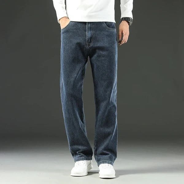 2025 Spring and Autumn Mens Jeans Loose Comfortable Straight Business Casual Versatile Wideleg Business Trousers 251020