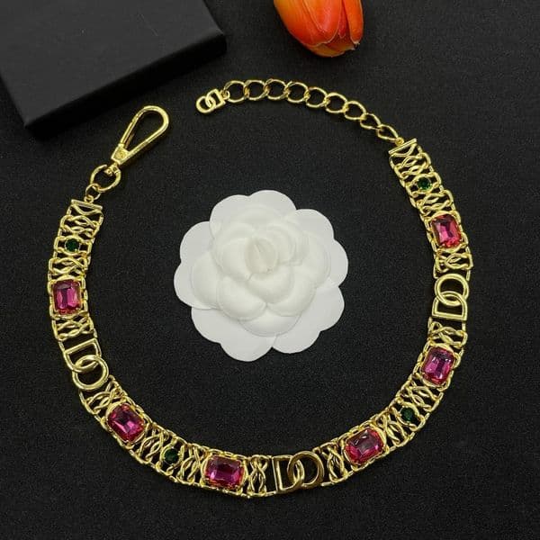 Designer Crystal Necklace Womens Jewelry Set Diamond Necklace Bracelet Vintage Style Chain Elegant Wedding Jewelry Set Gift