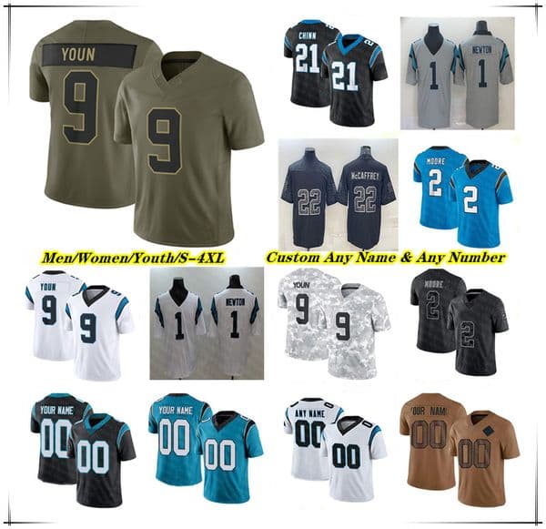 American Football Jerseys 9 BryceYoung Cam Newton Rico Dowdle Chuba Hubbard Tetairoa McMillan Tremble Brycen Tremayne Rico Dowdle Mike Jackson Christian Rozeboom