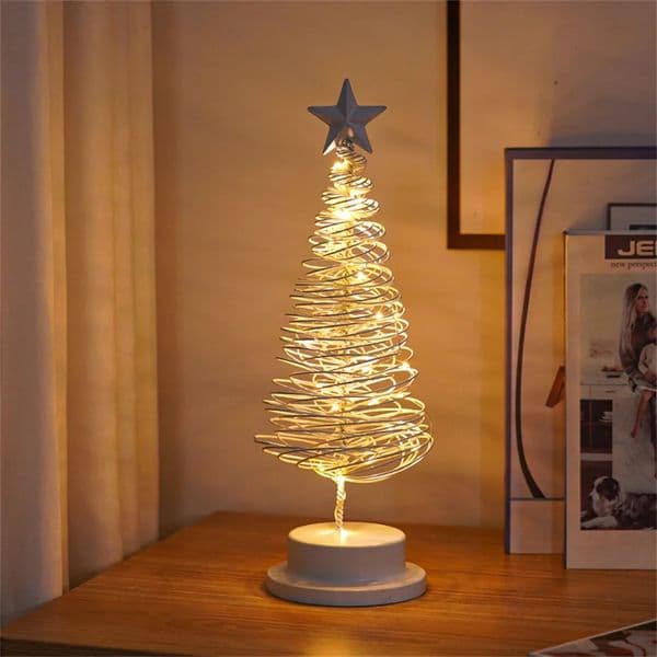 Light Mini Christmas Tree Ornaments Window Desktop Decoration Iron Pentagram Metal Xmas Tree Ornament Home Decoration 251020