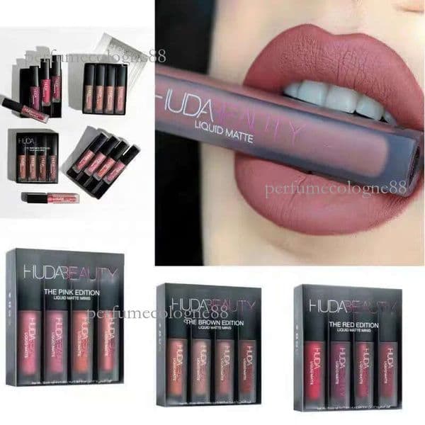 Cosmetics Gloss HUDA BEAUTY 4 PCS/Set Four Colors Matte Waterproof Non-stick Non-fading Lipsticks Makeup Women Cosmetic Lip Care Wholesale