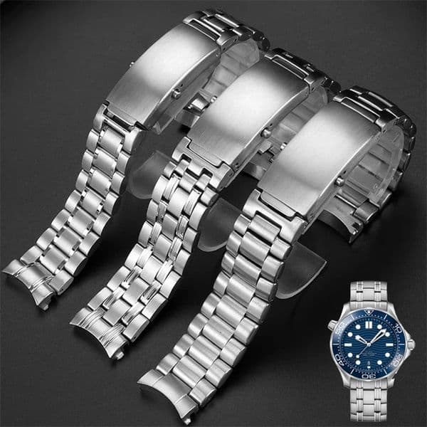 Solid steel watchband 18mm 20mm 22mm Silver Watch Band For omega strap 251016