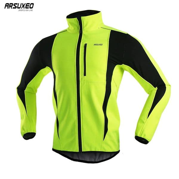 ARSUXEO Mens Warm Cycling Jacket Fleece Bike Jersey Windproof Waterproof Softshell Coat Bicycle Clothing Motorcycle Raincoat 251009BJ