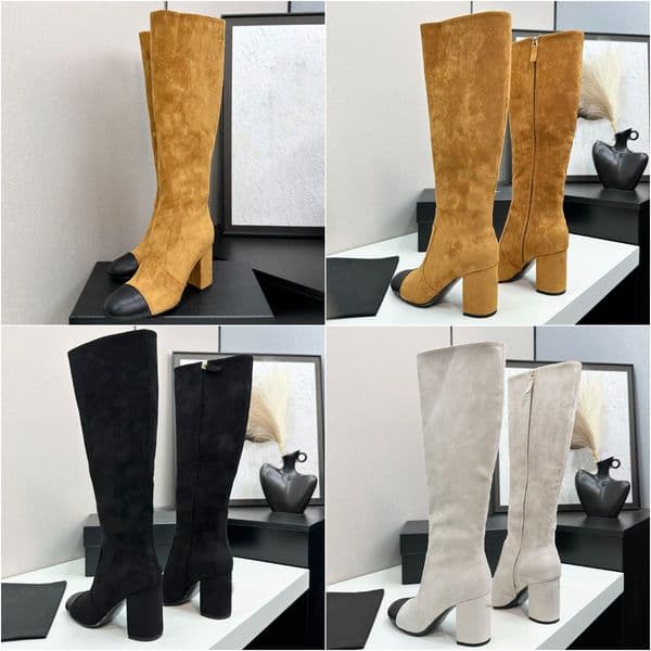 9cm crystal high heels boots designer womens riding boots suede knee high boots ankle boots women autumn winter boots calfskin tall boot side zip cap toes 2025 new boot