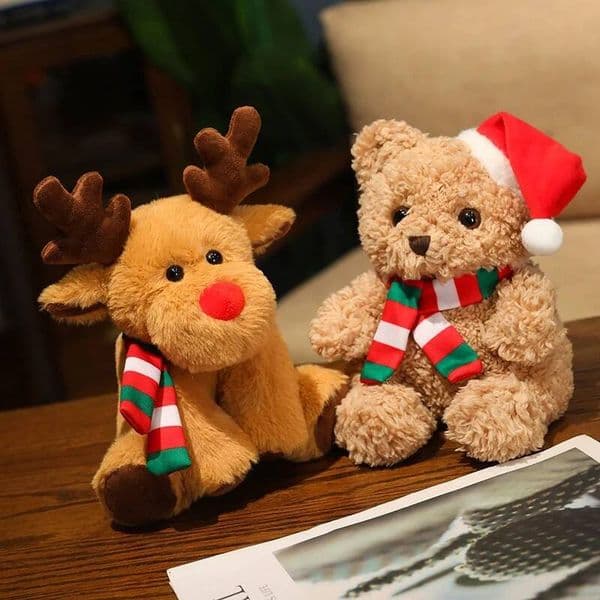 Lovely Cartoon Scarf Penguin Soft Stuffed Elk Teddy Bear Doll Plush Toy Decoration Girl Boy Kids Christmas Gift ddmynov