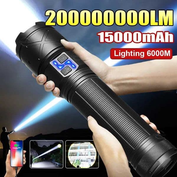 2025 New Ultra Bright LED Flashlight USB Rechargeable Zoom Flashlights Long Range 6000M Tactical Torch Camping Fishing Work Lamp X251021