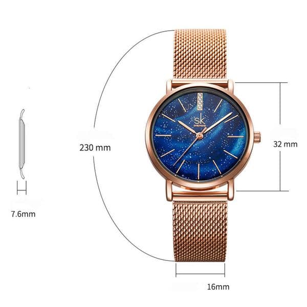 SK Women's Watch Fashion Creative Personality Gradient Starry Sky Dial Waterproof Wristwatch 0103