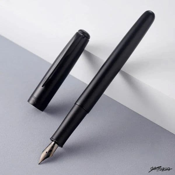 Wholesale Premium Writing Instrument - All Black Metal Fountain Pen, Fine Nib 0.5Mm For Office, School, And Personal Use Ddmyaug