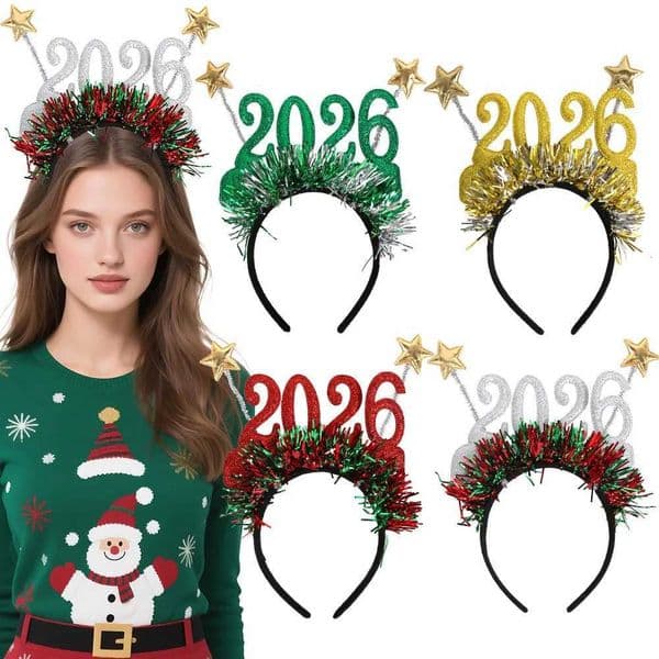 2026 Christmas Star Color Strip Headband New Years Eve Digital Creative Party Decoration Head BuckleXJ251021