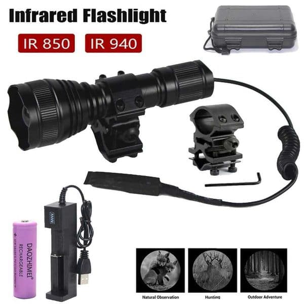 200 Yard T21 IR Flashlight Zoomable Focus 10 Watt 850nm940nm LED Infrared Radiation Lamp Night Vision Torch Hunting Lantern X251021