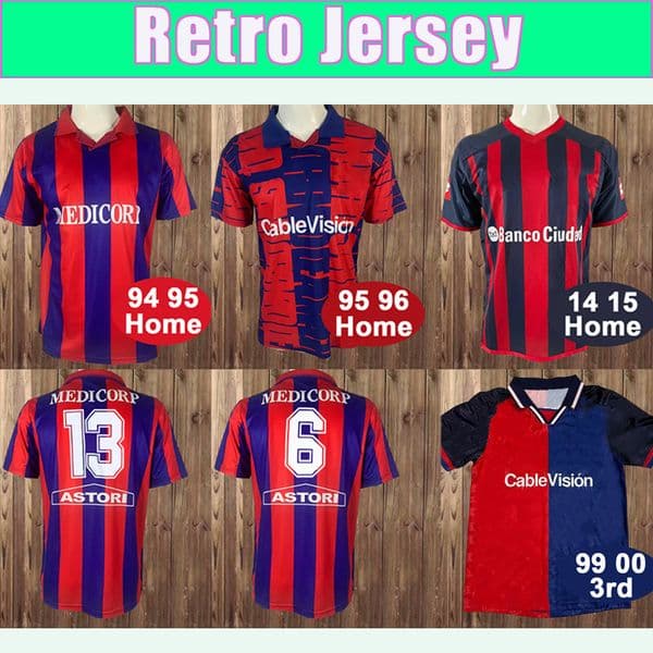 1994 1995 saN lorENzo Mens Retor Soccer Jerseys 1995 1996 Home Blue Red Football Shirt Short Sleeve Vintage Adult Uniforms