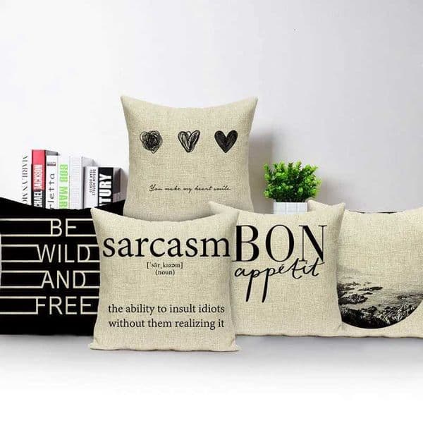 Motto Letters Printed Home Decor Cushion Covers Polyester Black White Cover Sofa Bed Car Decorative Case H251021
