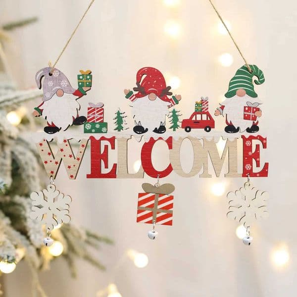Santa Claus Wooden Hanging Ornament 2024 Merry Christmas Decoration for Home Door Xmas Tree Pendants Navidad New Year 2025XJ251021