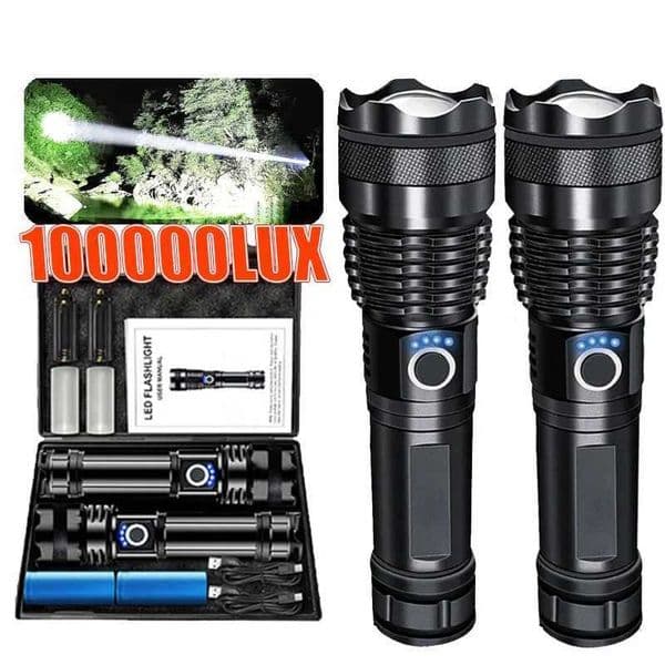 High Power LED Flashlight Super Bright Aluminum Alloy USB Rechargeable Torch With 26650 Battery Zoomable Flash Light for Hunting X251021