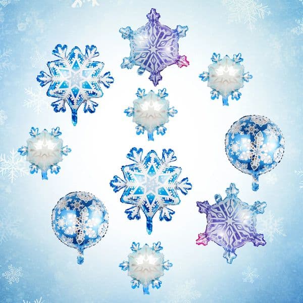 10pcs ice and snow theme snowflake aluminum foil balloons winter Christmas Year ice and snow wonderland decoration supplies 251020
