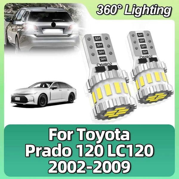 2x For Toyota Prado 120 LC120 2002 2003 2004 2005 2006 2007 2008 2009 T10 W5W LED 194 168 Car Dome Read License Plate Lights X251021