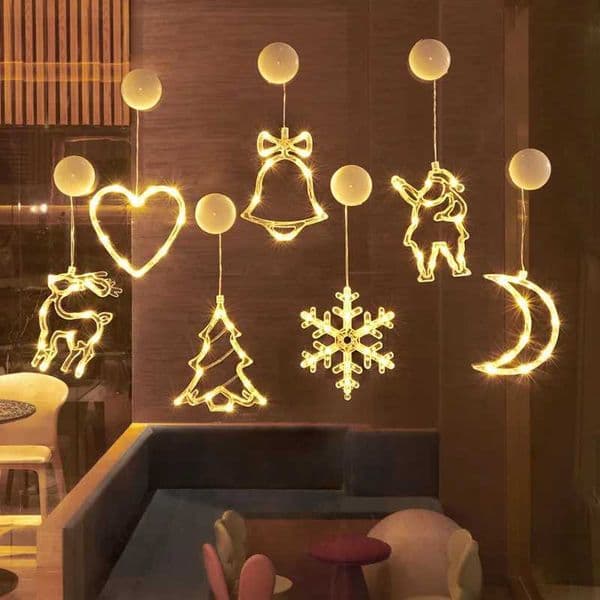 Christmas Ornaments Hanging LED Lights Bedroom Decoration Christmas Decorations Home Window Glass Decoration Warm BatteryXJ251021