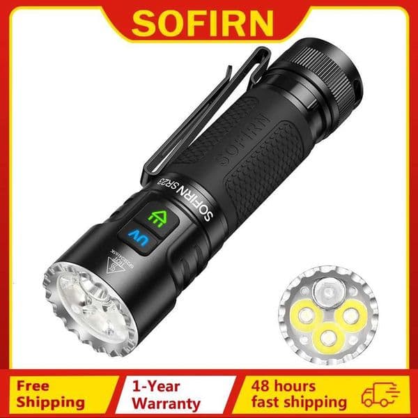 NEW SOFIRN SR23 3300LM Flashlight 6500K UV 365nm EDC Light 21700 USB C Rechargeable Dual Switch Torch with Magnetic Tailcap X251021