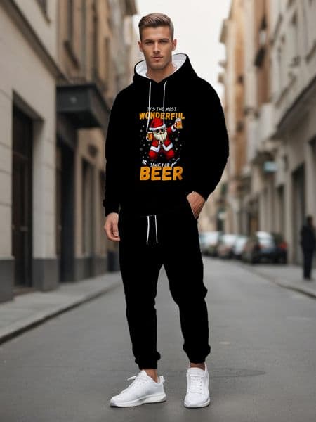 Men's Ankle-Length Knitted Hoodie Casual Outdoor Polyester T-Shirt Long Sleeve Adjustable Drawstring Hood Autumn Wear - LMWY00187