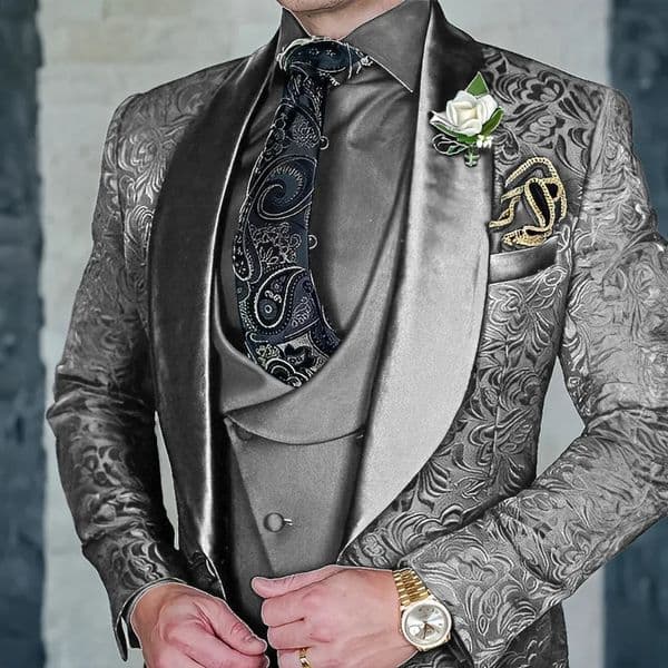 Jacquard Mens 3piece Suit Set Formal Party Dress Groom Tuxedo High Quality Elegant Men Terno Masculino Costume Homme Mariage 251016