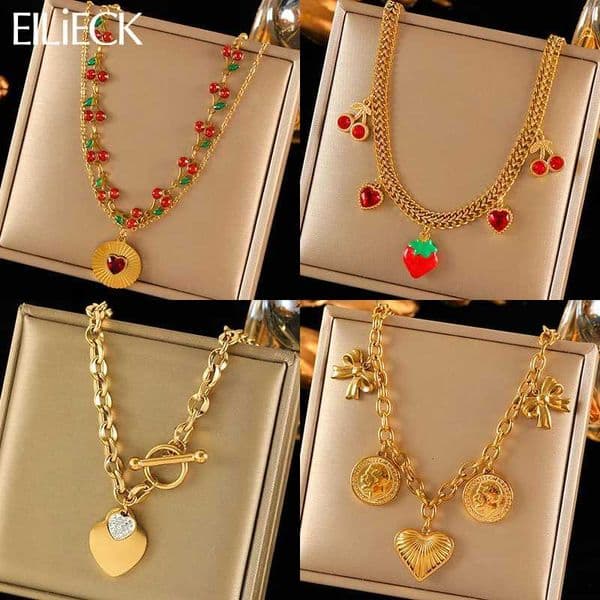 316L Stainless Steel Heart Love Pendant Necklace for Women Fashion 18K Gold Plated Neck Chain Waterproof Jewelry Gift XJ250717