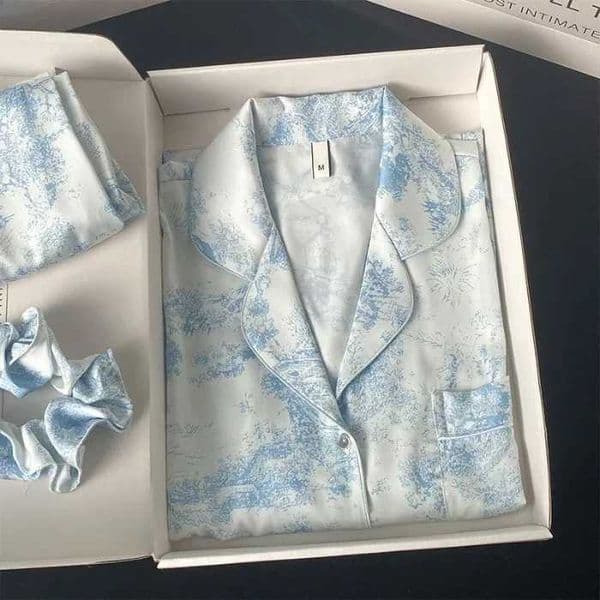 Highend Feel Silk Long Sleeve Womens Pajama Set Air Conditioning Room Home Use Lightweight Summer Sleepwear1 26ss