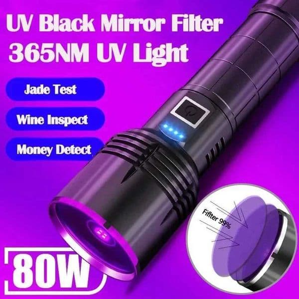 Powerful 365NM UV Flashlight USB Rechargeable Waterproof Purple Light UV Torh for Pet Urine Stains Detector Use 18650 Battery X251021
