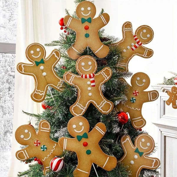 4812pcs Large Gingerbread for Man Christmas Tree OrnamentsCute Rustic Holiday Decor for HomeSchool OfficeChristmas PendantXJ251021