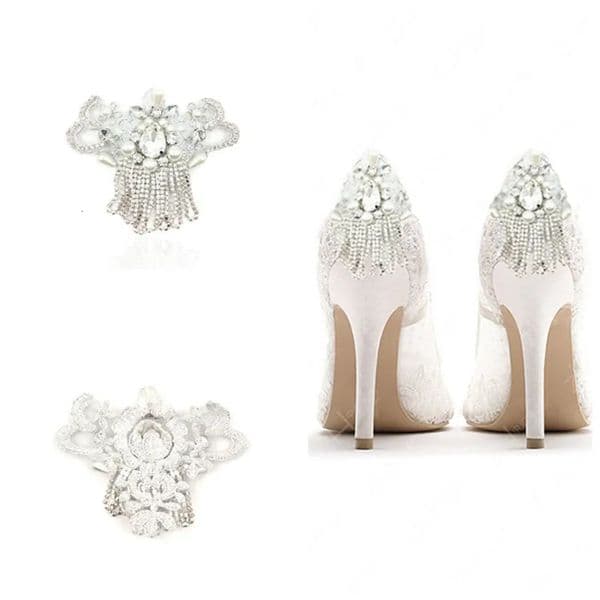 1pc Chain Bridal High Heels Shoes Flower Boots DIY Manual Rhinestone Sandals Decorations Wedding Party Shoes Accessories 251014