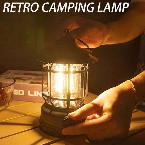 2Pack Camping Lantern USB Rechargeable Battery Powered Retro Camping Light Waterproof Hanging LED Tent Lamp for Hiking Fishing X251021