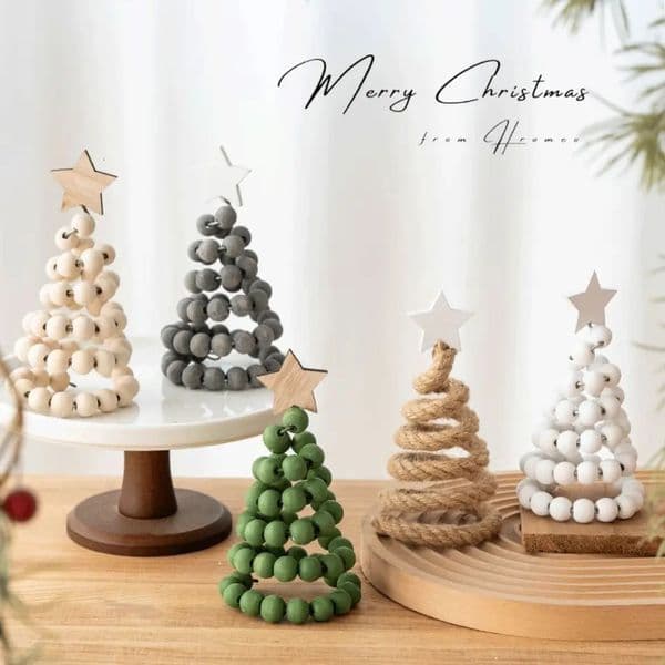 Wooden Christmas Tree Ornaments Vintage Style 5 Colors Wooden Beads Decoration Artificial Christmas Tree Beaded Christmas Tree 251020