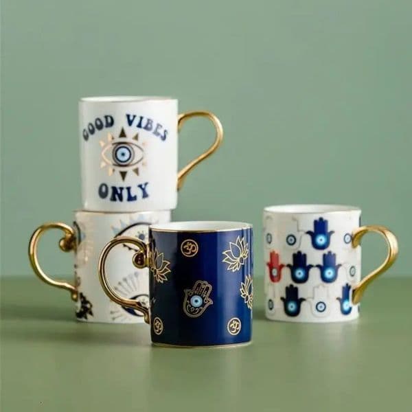 Blue Eye Coffee Cup Devils Eye Turkish Ceramic Mug Home Breakfast Milk Novelty Cup Water Cup Afternoon Tea Cup Couples Gifts 251020BJ