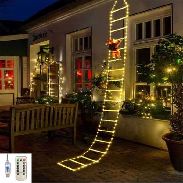 1PC 2M3M 8mode USB Santa Claus ladder light suitable for indoor and outdoor Christmas parties gardens home wall decorationXJ251022